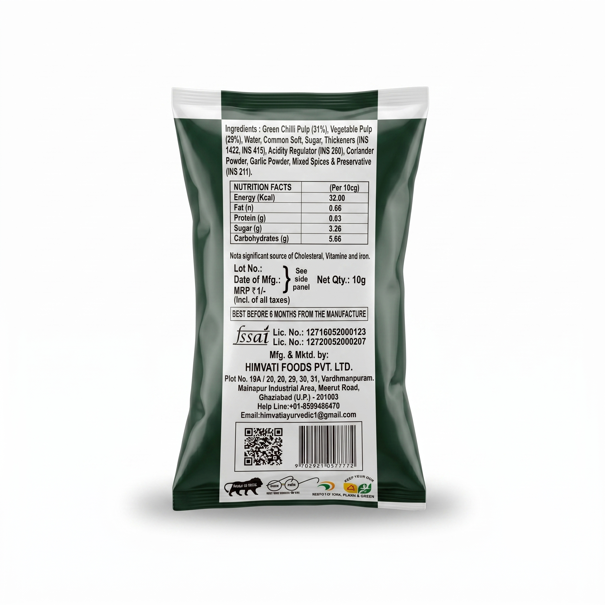 Green Chilli Sauce (Pouch) - Image 3